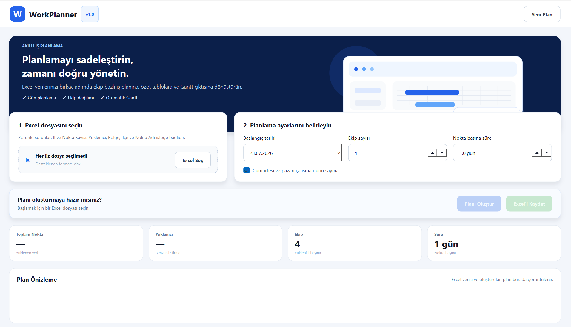 WorkPlanner desktop application main planning screen